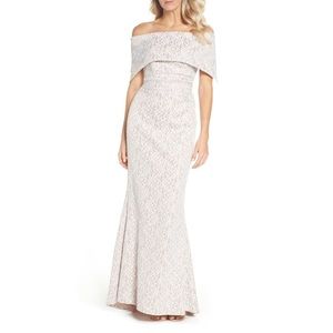 Vince Camuto Off the Shoulder Lace Trumpet Gown